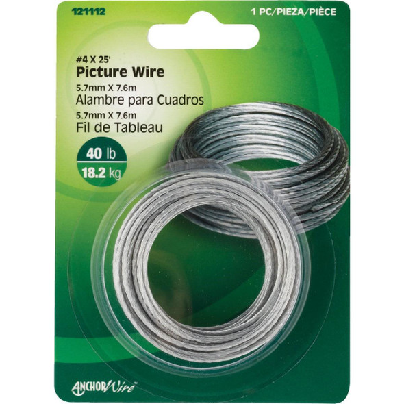121112 Hillman Anchor Wire 40 Lb. Capacity 25 Ft. Picture Wire