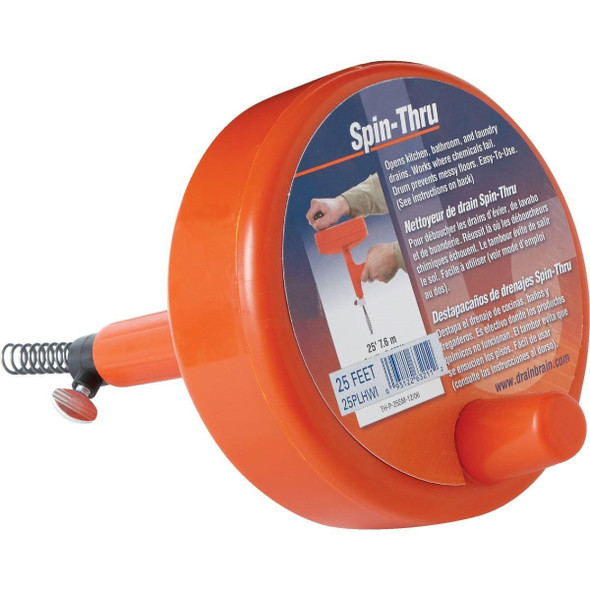 25PLHWI General Wire 1/4 In. x 25 Ft. Plastic Spin Through Drain Auger
