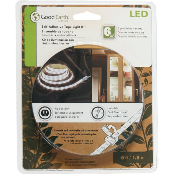 AC1067-WHG-06LF0-G Good Earth Lighting 6 Ft. L. Plug-In White LED Under Cabinet Tape Light