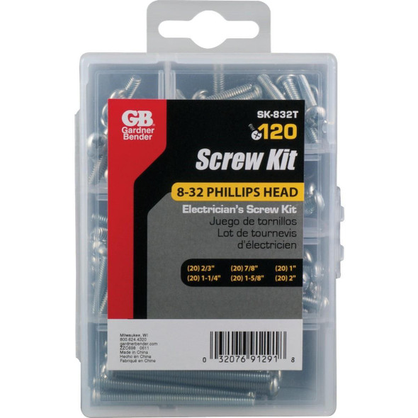 SK-832T Gardner Bender Round Head Electrician Screw Repair Kit (120 Ct.)