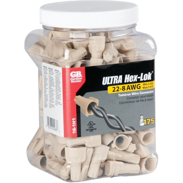 16-1H1 Gardner Bender Hex-Lok Ivory 22 AWG to 8 AWG Wire Connector (175-Pack)