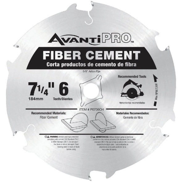 P0706CH AvantiPRO 7-1/4 In. 6-Tooth Fiber Cement Circular Saw Blade