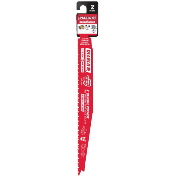 DS0914BGP2 Diablo Demo Demon 9 In. 8/14 TPI Wood and Metal Cutting Reciprocating Saw Blade (2-Pack)