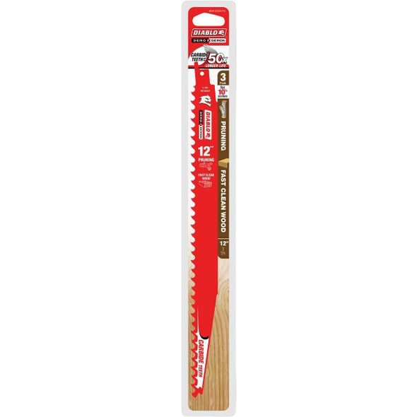 DS1203CP3 Diablo Demo Demon 12 In. 5 TPI Carbide Pruning Reciprocating Saw Blade (3-Pack)