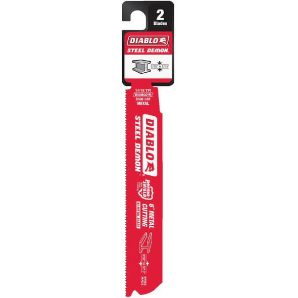 DS0614BF2 Diablo Steel Demon 6 In. 14/18 TPI Medium Metal Reciprocating Saw Blade (2-Pack)