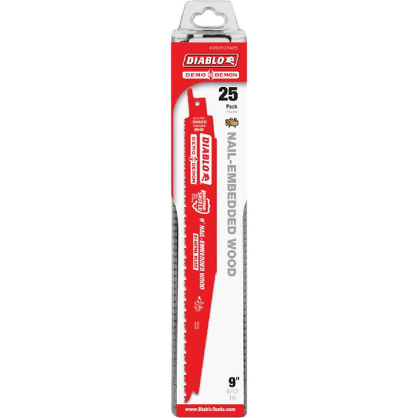 DS0912BW25 Diablo Demo Demon 9 In. 4/6 TPI Wood w/Nails Reciprocating Saw Blade (25-Pack)