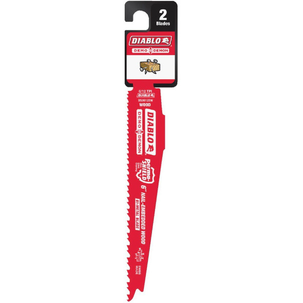 DS0612BW2 Diablo Demo Demon 6 In. 6/12 TPI Wood w/Nails Reciprocating Saw Blade (2-Pack)