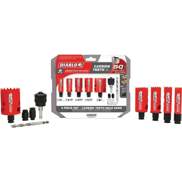 DHS09SGPCT Diablo Carbide-Tipped Hole Saw Set (9-Piece)