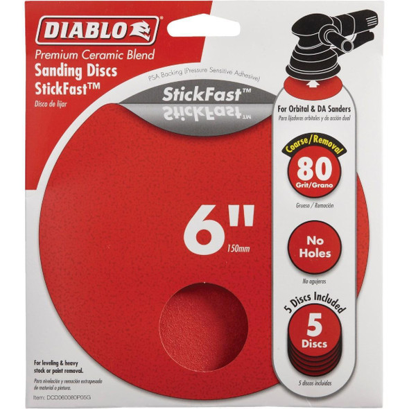 DCD060080P05G Diablo StickFast 6 In. 80 Grit Sanding Disc (5-Pack)