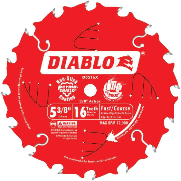 D0516X Diablo 5-3/8 In. 16-Tooth Fast Framing Circular Saw Blade