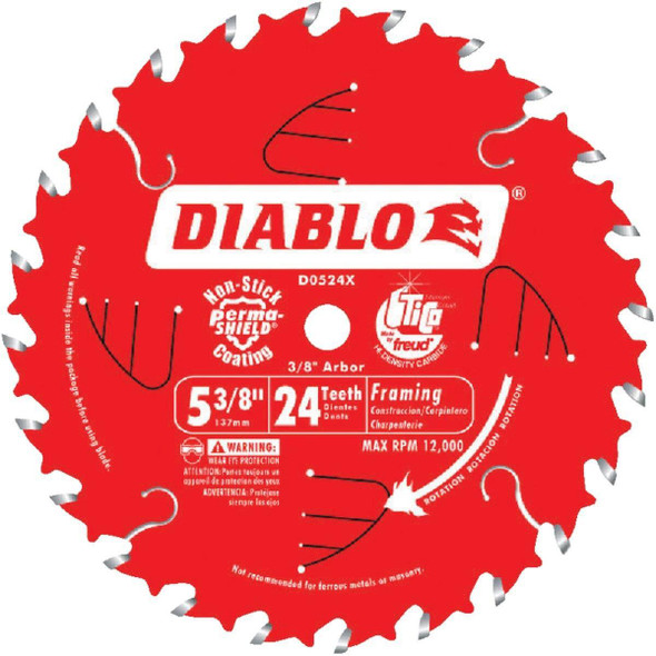D0524X Diablo 5-3/8 In. 24-Tooth Framing Circular Saw Blade