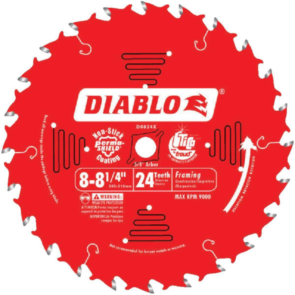 D0824X Diablo 8-1/4 In. 24-Tooth Framing Circular Saw Blade