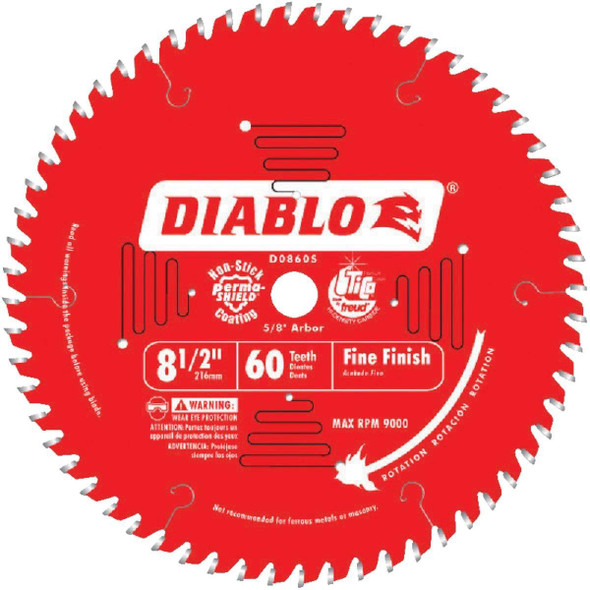 D0860S Diablo 8-1/2 In. 60-Tooth Fine Finish Circular Saw Blade