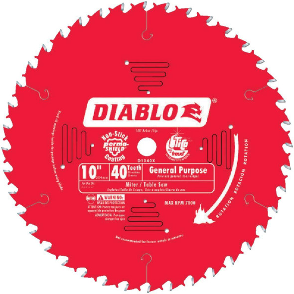 D1040X Diablo 10 In. 40-Tooth General Purpose Circular Saw Blade