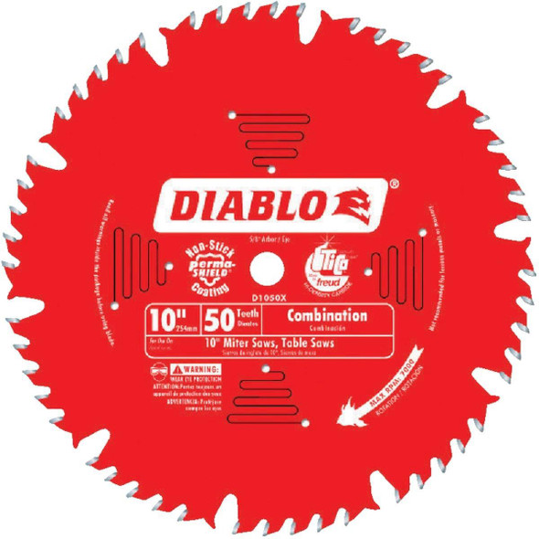 D1050X Diablo 10 In. 50-Tooth Combination Circular Saw Blade