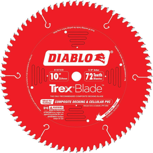 D1072CD Diablo Trex Blade 10 In. 72-Tooth Composite Decking & PVC Circular Saw Blade