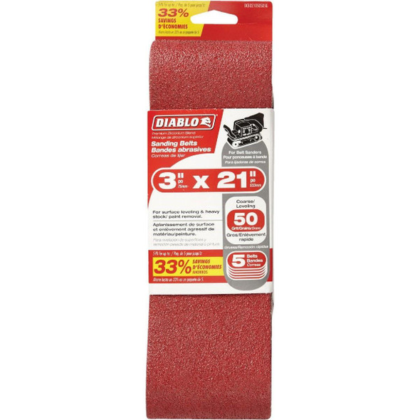 DCB321050S05G Diablo 3 In. x 21 In. 50 Grit General Purpose Sanding Belt (5-Pack)