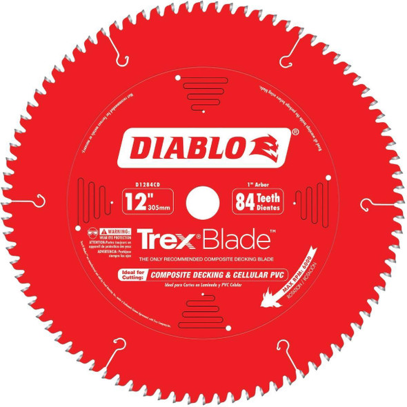 D1284CD Diablo Trex Blade 12 In. 84-Tooth Composite Decking & PVC Circular Saw Blade