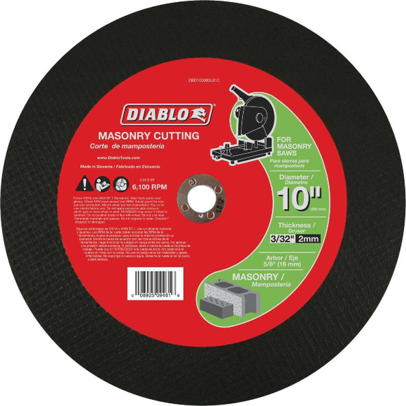 DBD100093L01C Diablo Type 1 10 In. x 3/32 In. x 5/8 In. Masonry Cut-Off Wheel