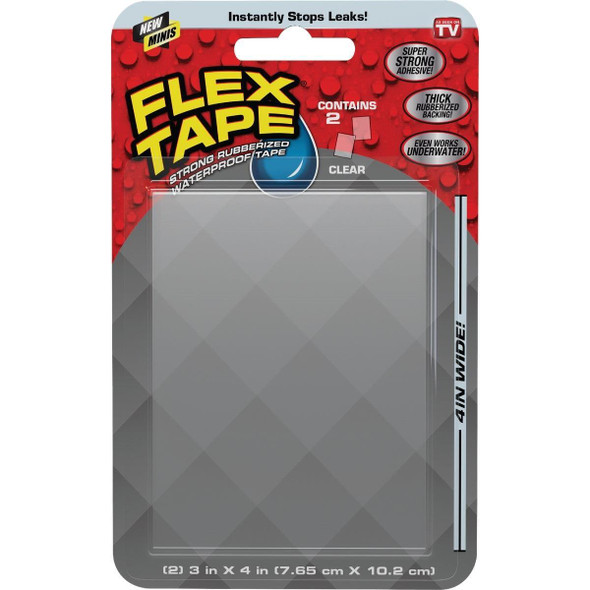 TFSCLRMINI Flex Tape 3 In. x 4 In. Mini Repair Tape, Clear (2-Count)