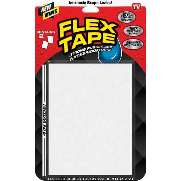 TFSWHTMINI Flex Tape 3 In. x 4 In. Mini Repair Tape, White (2-Count)