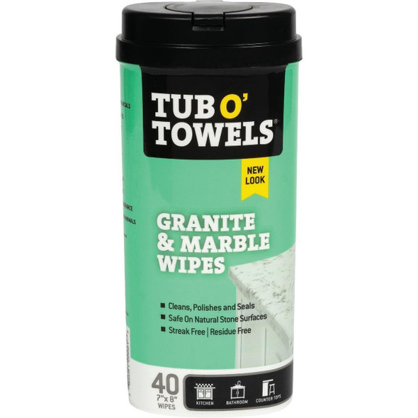 TW40-GR Tub O' Towels Granite and Marble Polishing Wipes (40-Count)