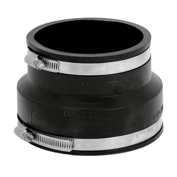 P1002-44 Fernco 4 In. x 4 In. Clay to Cast Iron or Plastic Reducing  PVC Coupling