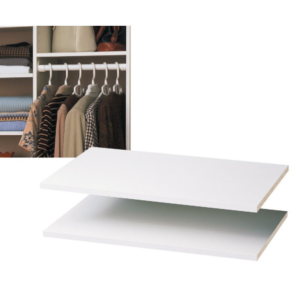 RS1423 Easy Track 2 Ft. W. x 14 In. D. Laminated Closet Shelf, White (2-Pack)