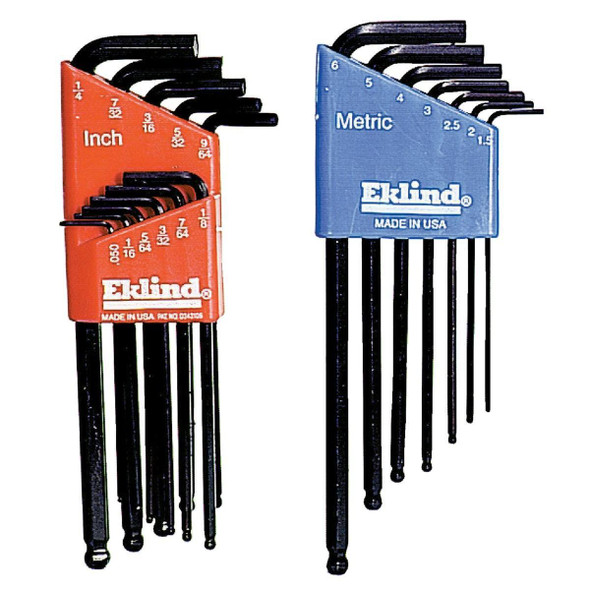 13218 Eklind Standard and Metric Ball-End Hex Key Set, 18-Piece