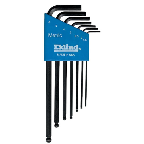 13607 Eklind Hex-L Ball End Hex Key Set,1.5mm-6mm,Long,7 pc