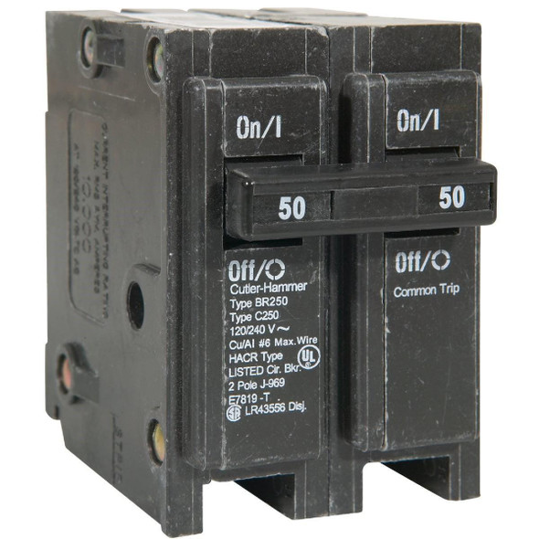 BR250 Eaton BR 50A Double-Pole Standard Trip Circuit Breaker