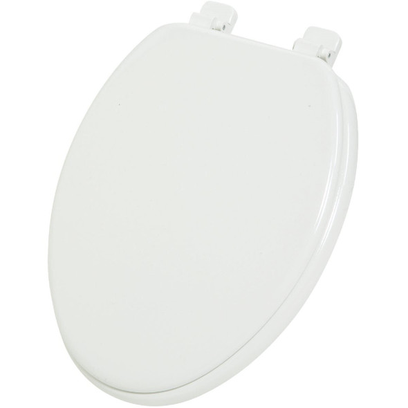 WMS-19-R1-W Home Impressions Elongated Closed Front White Wood Toilet Seat
