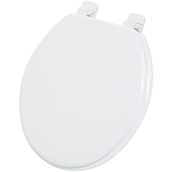 WMS-17-B-W Home Impressions Round Closed Front White Wood Toilet Seat