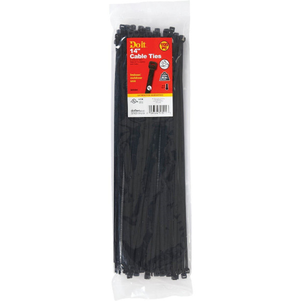 LH-S-360-14-UVB 14 In. x 0.189 In. Black Molded Nylon Weather Resistant Cable Tie (100-Pack)