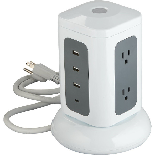 LTS-6L-4U-C 6-Outlet/3-USB 1800J White Surge Protector with 3 Ft. Cord
