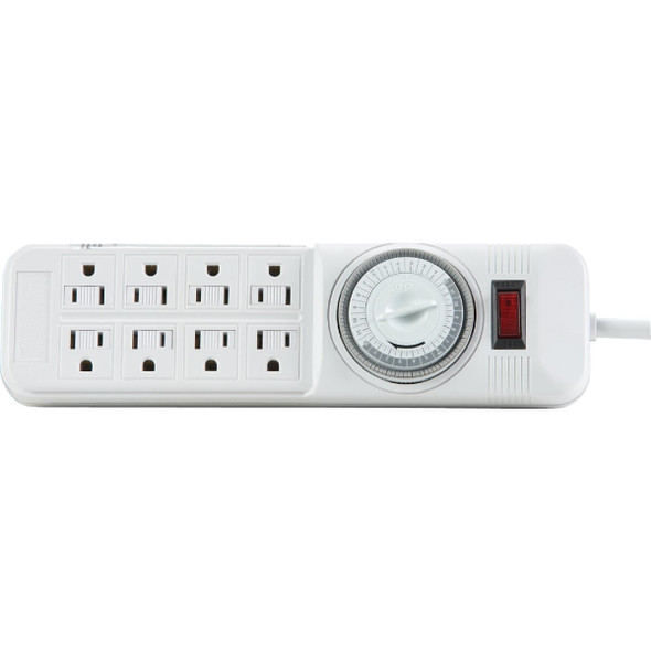 LTS-L06 8-Outlet White Power Strip with Timer & 4 Ft. Cord