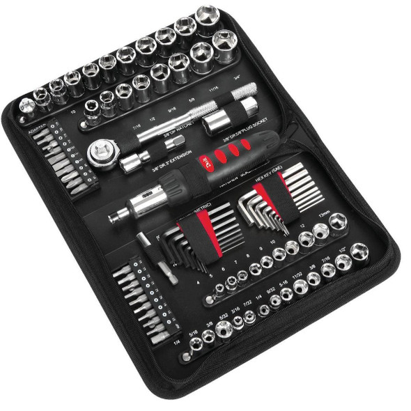 HM85 1/4 In., 3/8 In. Drive 6 & 8-Point Standard/Metric Mechanic & Automative Tool Set (83-Piece)