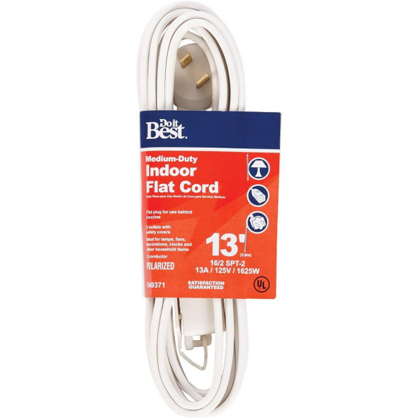 INF-PR2162-13-WH 13 Ft. 16/2 Flat Plug White Extension Cord
