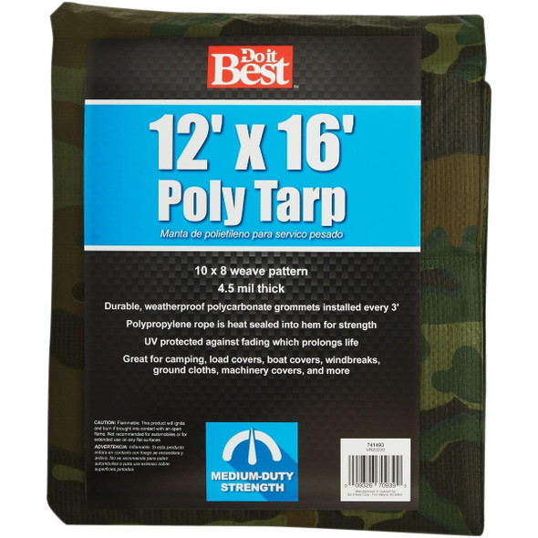 741493 Camo Woven 12 Ft. x 16 Ft. Medium Duty Poly Tarp