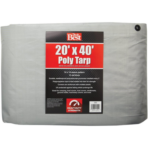 768609 Silver Woven 20 Ft. x 40 Ft. Heavy Duty Poly Tarp