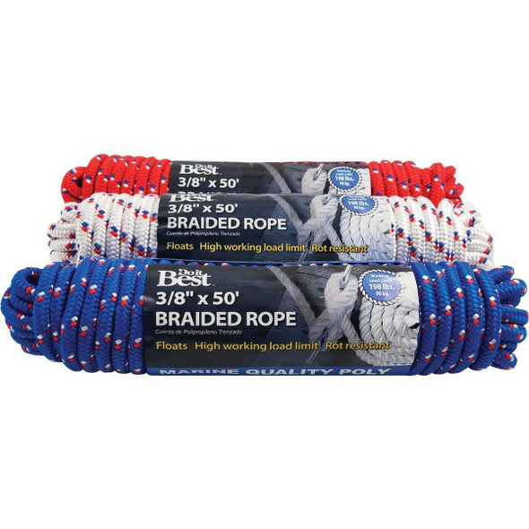 703151 3/8 In. x 50 Ft. Assorted Colors Diamond Braided Polypropylene Packaged Rope
