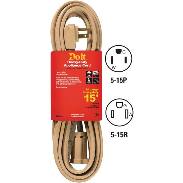 AC-PT3143-15-BG 15 Ft. 14/3 15A Appliance & Air Conditioner Cord