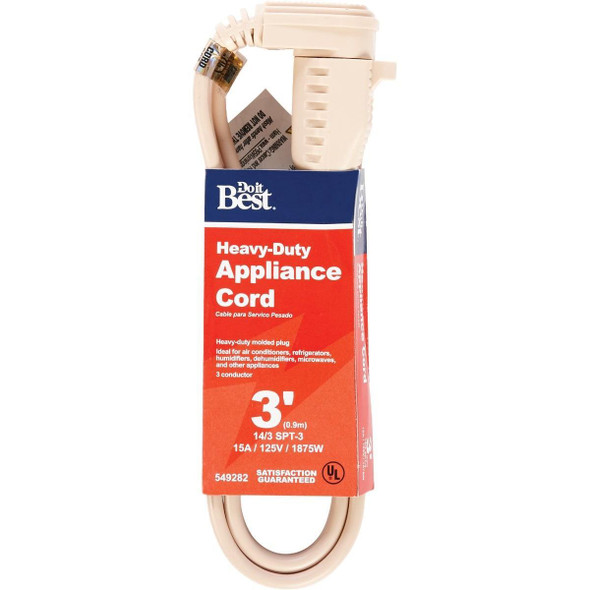 AC-PT3143-3-BG 3 Ft. 14/3 15A Heavy-Duty Appliance Cord