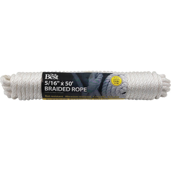 721892 5/16 In. x 50 Ft. White Braided Nylon Packaged Rope