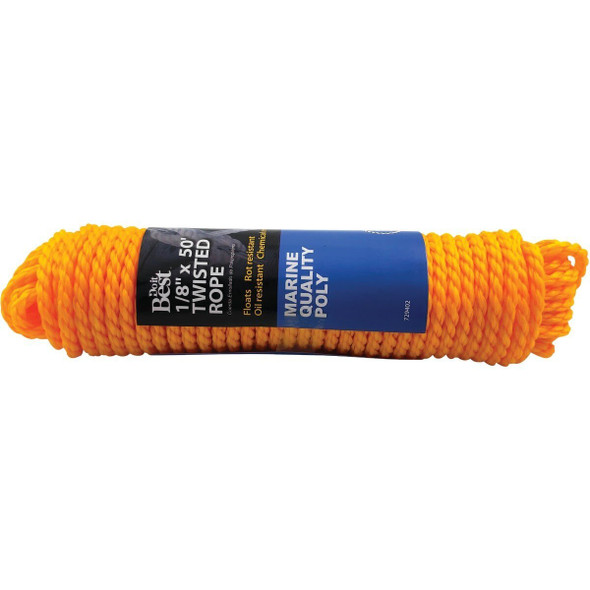 729402 1/4 In. x 50 Ft. Yellow Twisted Polypropylene Packaged Rope
