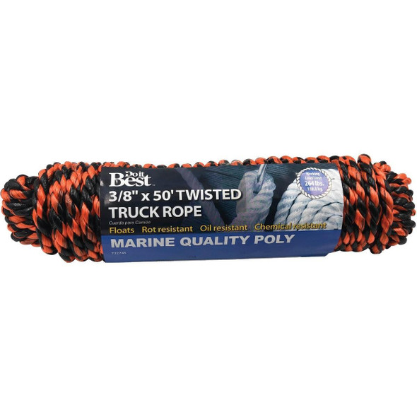 732745 3/8 In. x 50 Ft. Orange & Black Truck Polypropylene Packaged Rope