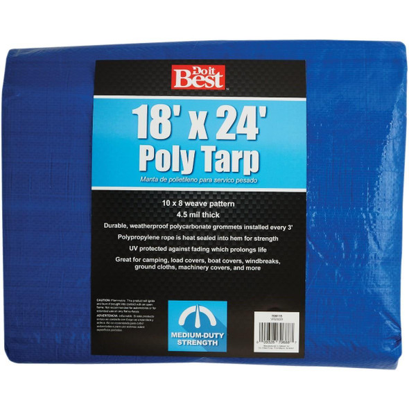 709115 Blue Woven 18 Ft. x 24 Ft. Medium Duty Poly Tarp