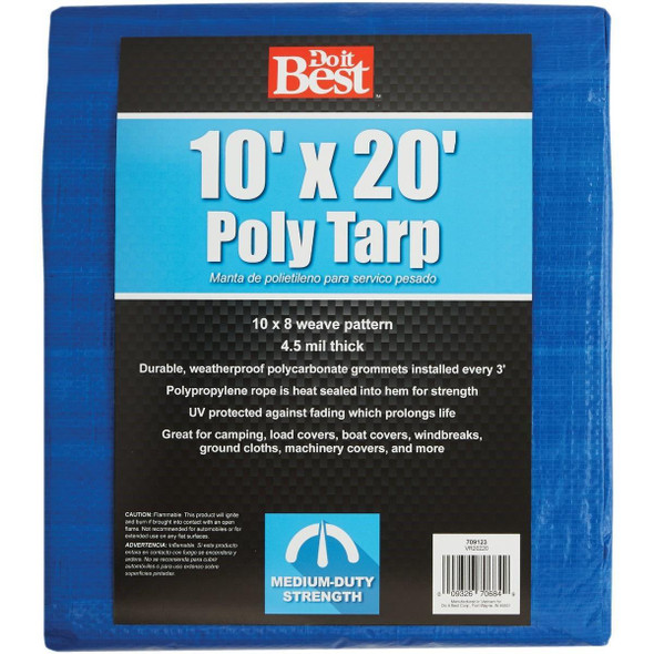 709123 Blue Woven 10 Ft. x 20 Ft. Medium Duty Poly Tarp