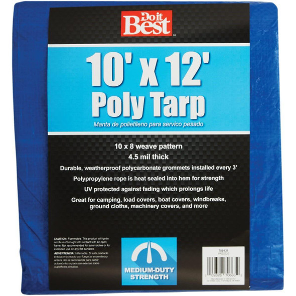 709131 Blue Woven 10 Ft. x 12 Ft. Medium Duty Poly Tarp