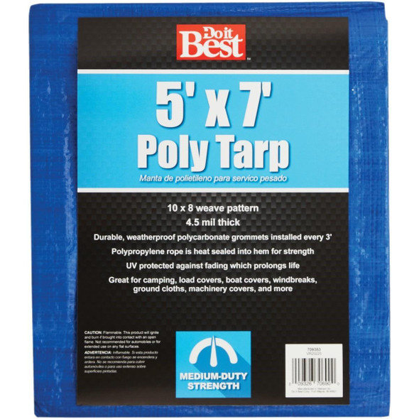 709353 Blue Woven 5 Ft. x 7 Ft. Medium Duty Poly Tarp